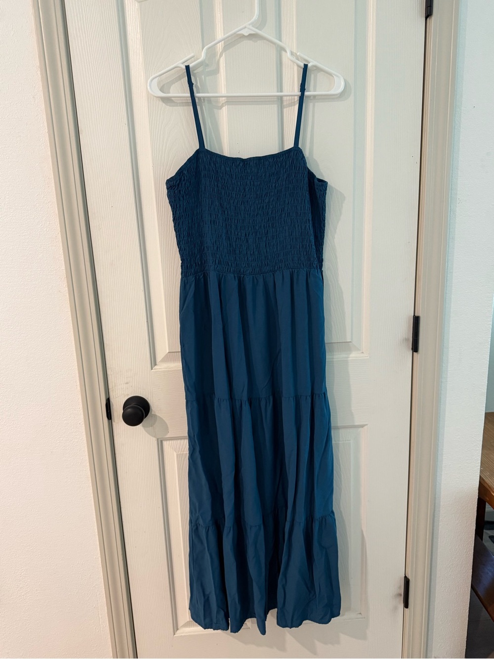 Teal Blue Maxi Dress with Smocked Bodice